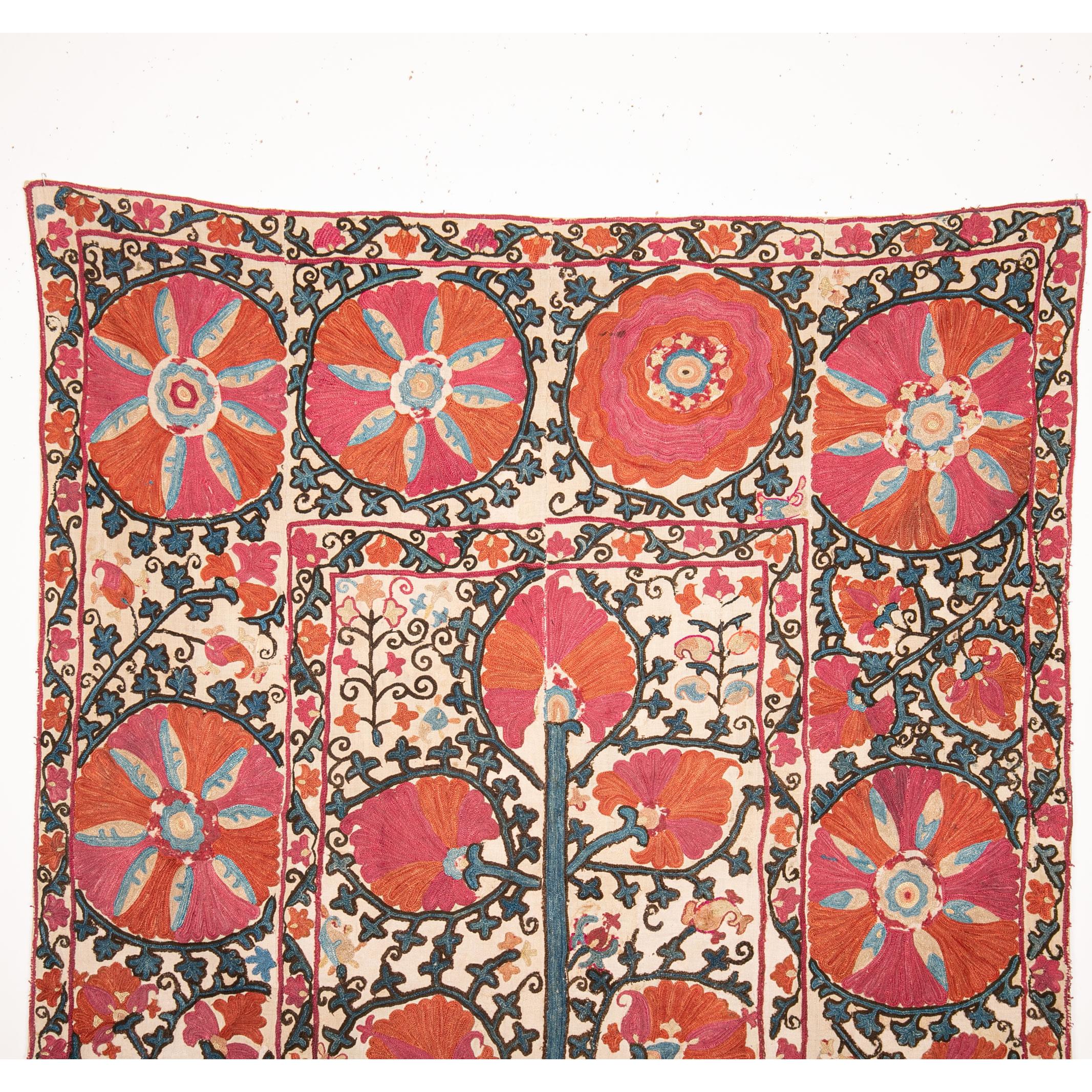 Embroidered Antique Nim Suzani from Bukhara, Uzbekistan, late 19th Century