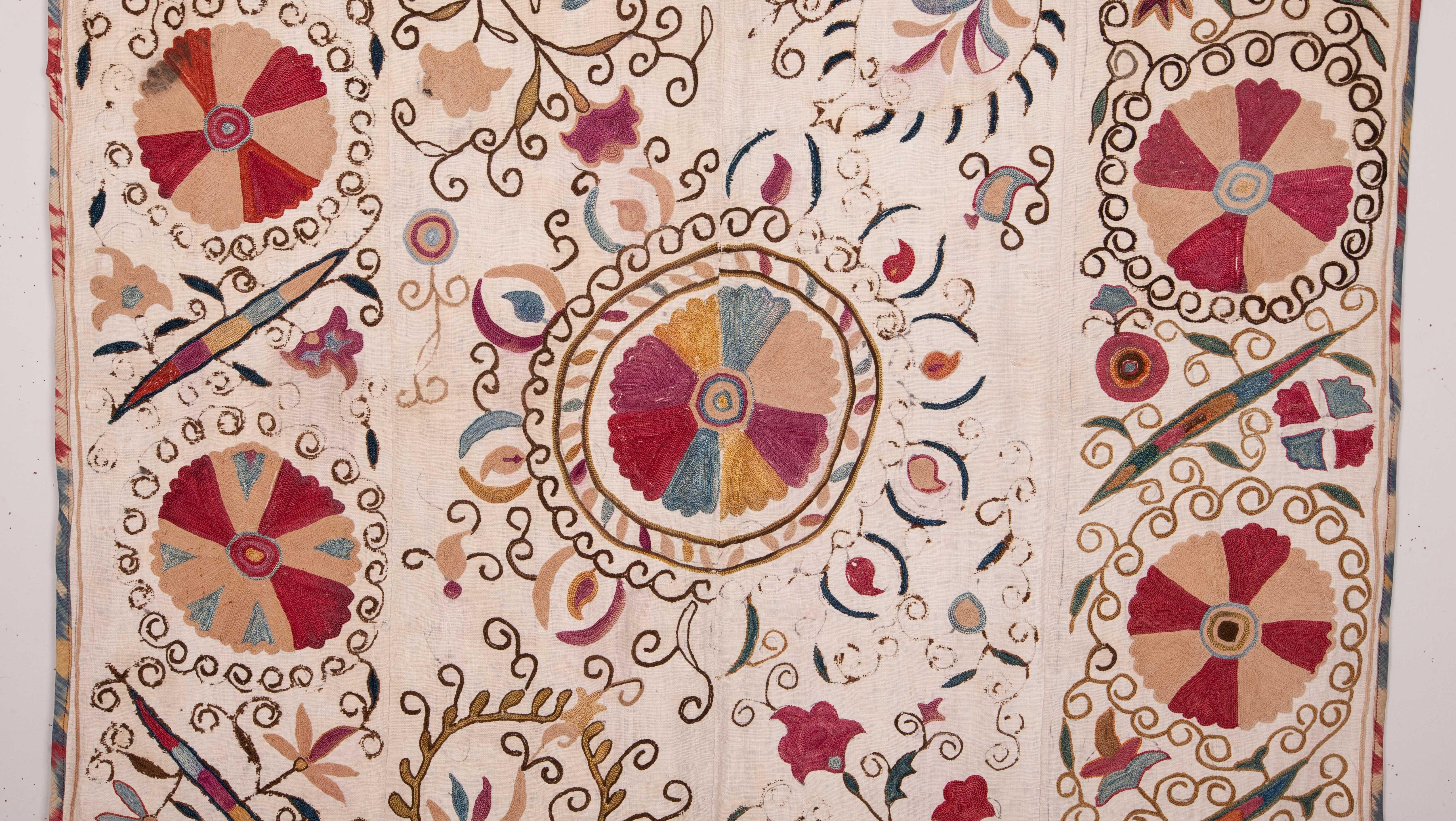 Embroidered Antique Nim Suzani from Bukhara Uzbekistan, Late 19th Century