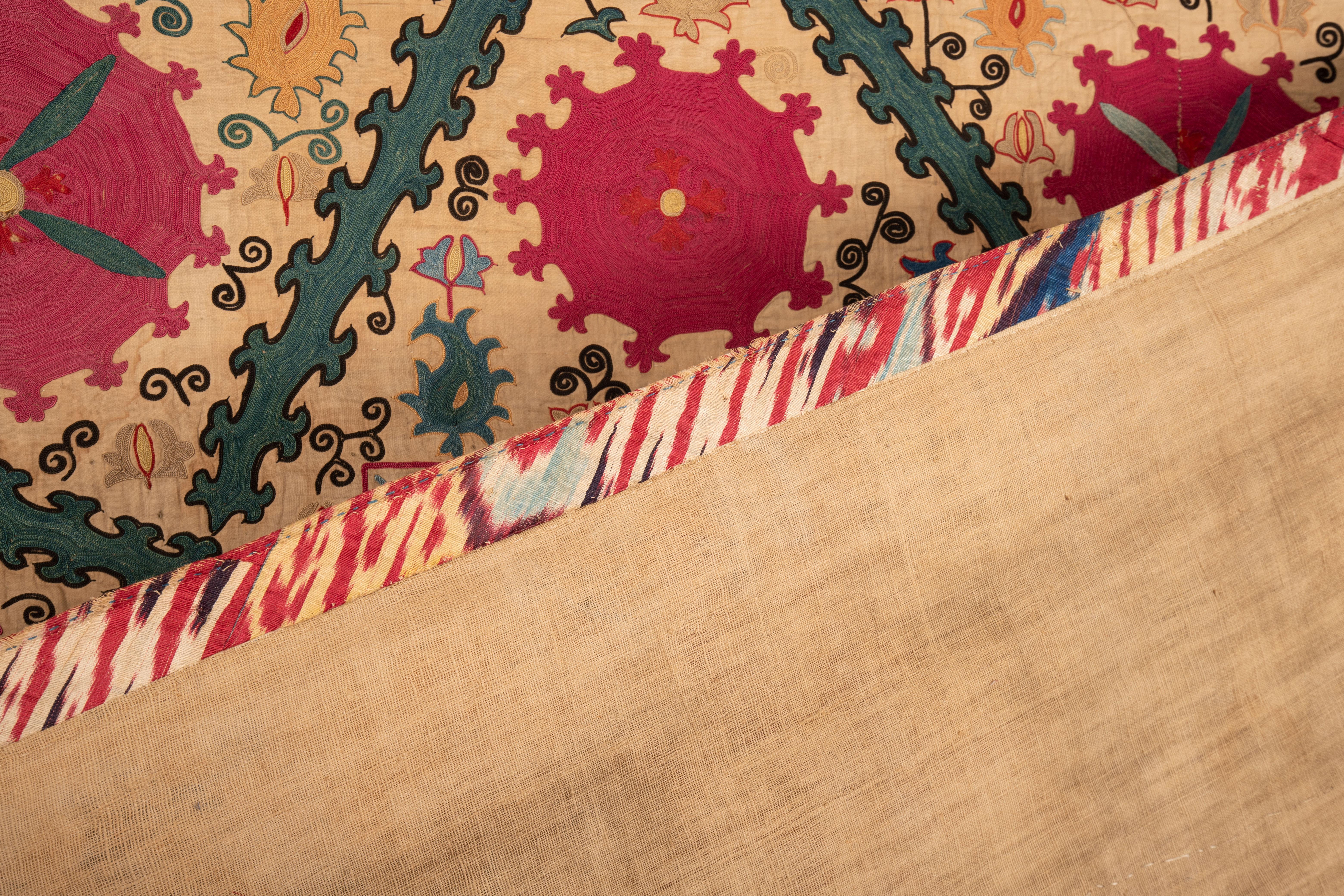 19th Century Antique Nim Suzani from Uzbekistan, 1860s