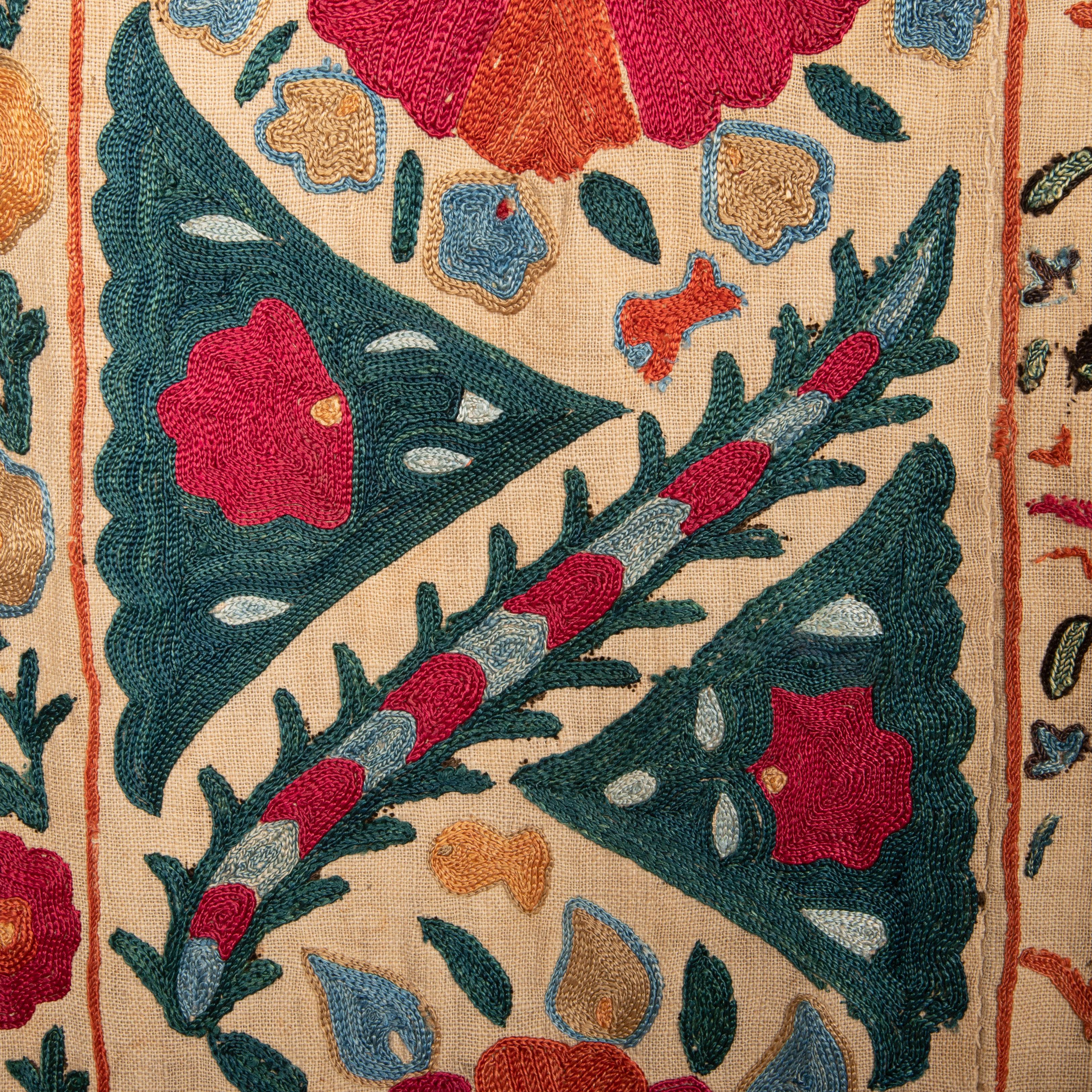 Antique Nim Suzani from Uzbekistan, Central Asia, Mid 19th C. 3