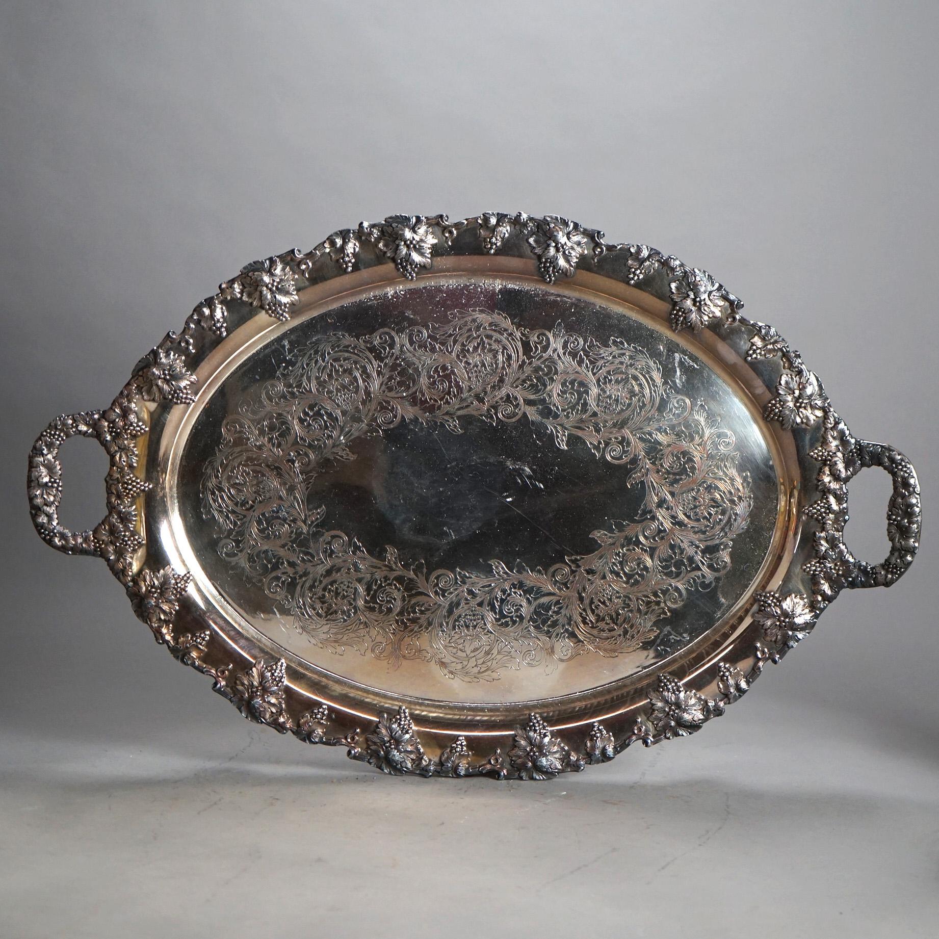 Antique neuf pièces Rogers Smith & Co. Service à thé en métal argenté avec corsage en forme de melon et gravure de feuillage C1890

Dimensions - 11,75 