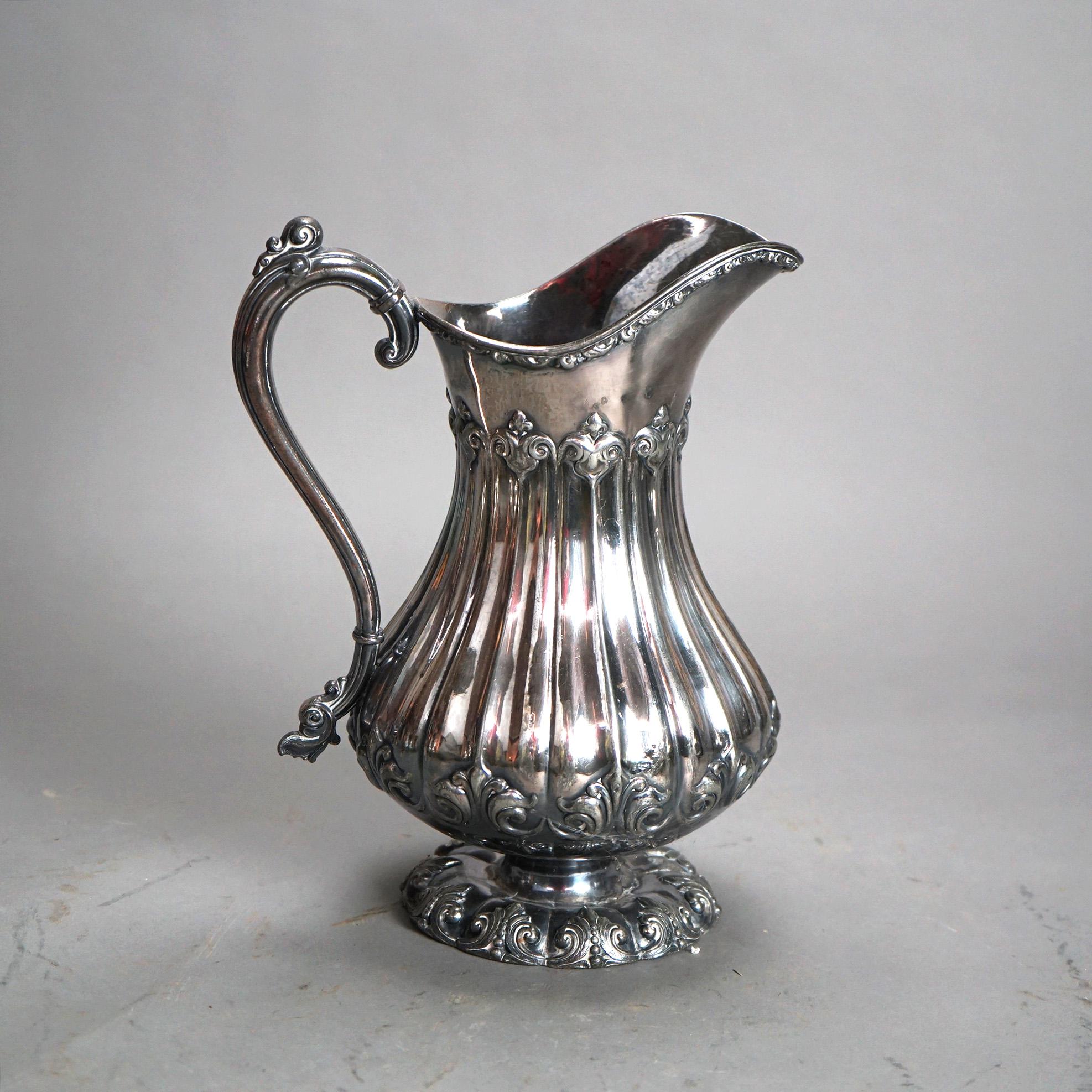 XIXe siècle Antique neuf pièces Rogers Smith & Co. Service à thé en métal argenté en forme de melon C1890 en vente