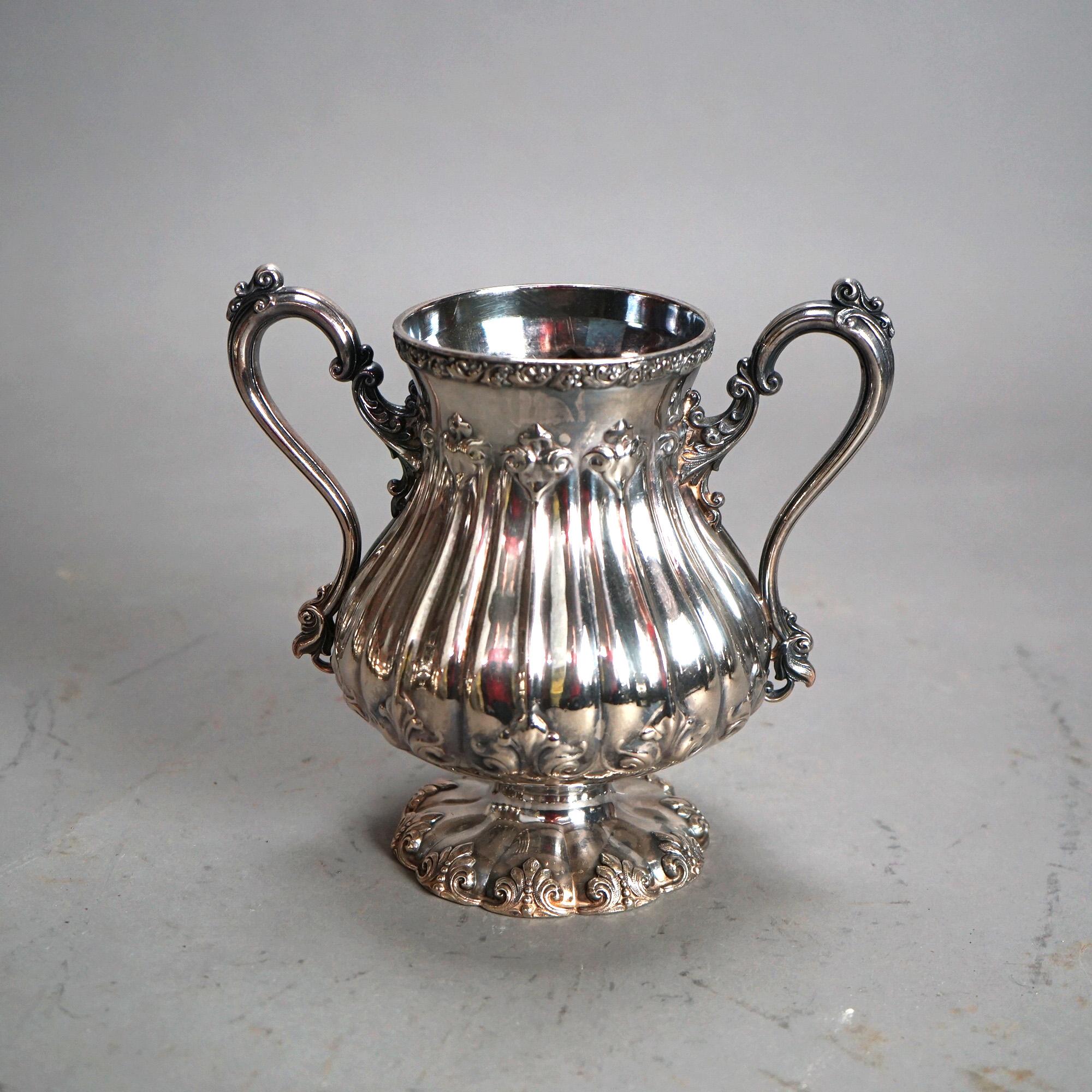 Antique neuf pièces Rogers Smith & Co. Service à thé en métal argenté en forme de melon C1890 en vente 2