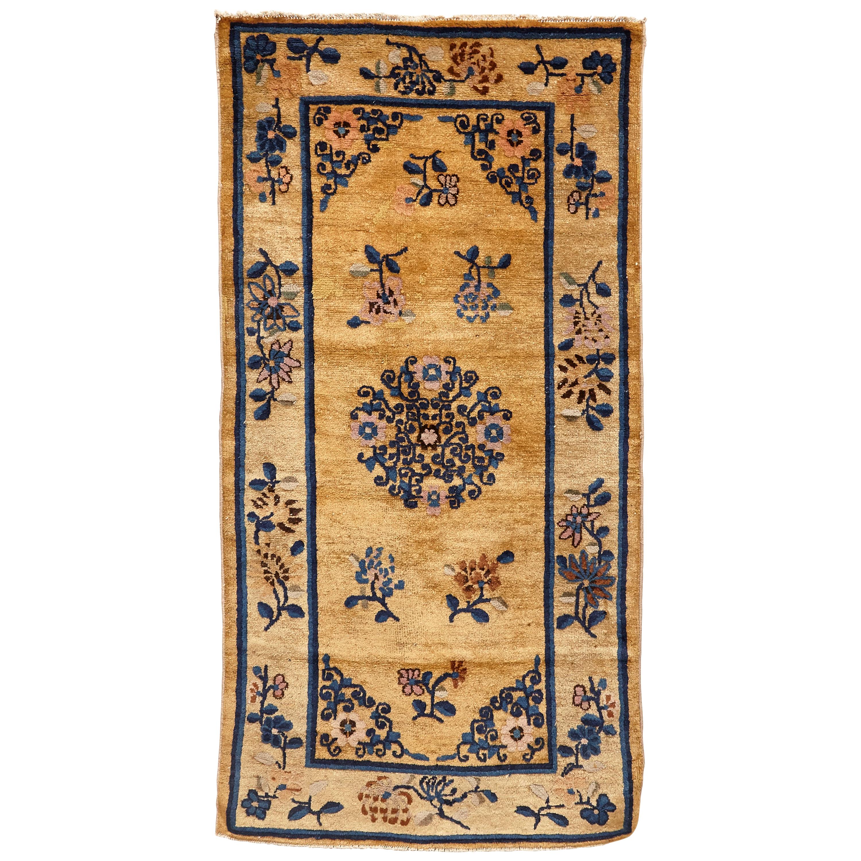 Ningshia Chinese Export Hand-Knotted Wool Antique Rug, circa 1900