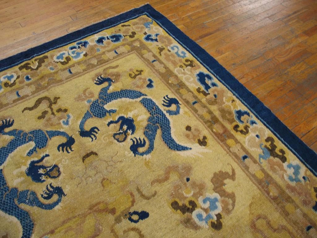 Hand-Knotted 18th Century Chinese Ningxia Kang Dragon Carpet ( 5'9