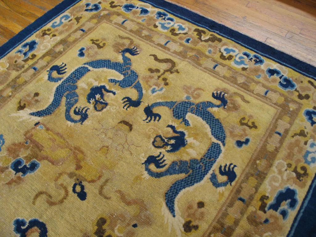 Wool Late 18th Century Chinese Ningxia Kang Carpet ( 5'9