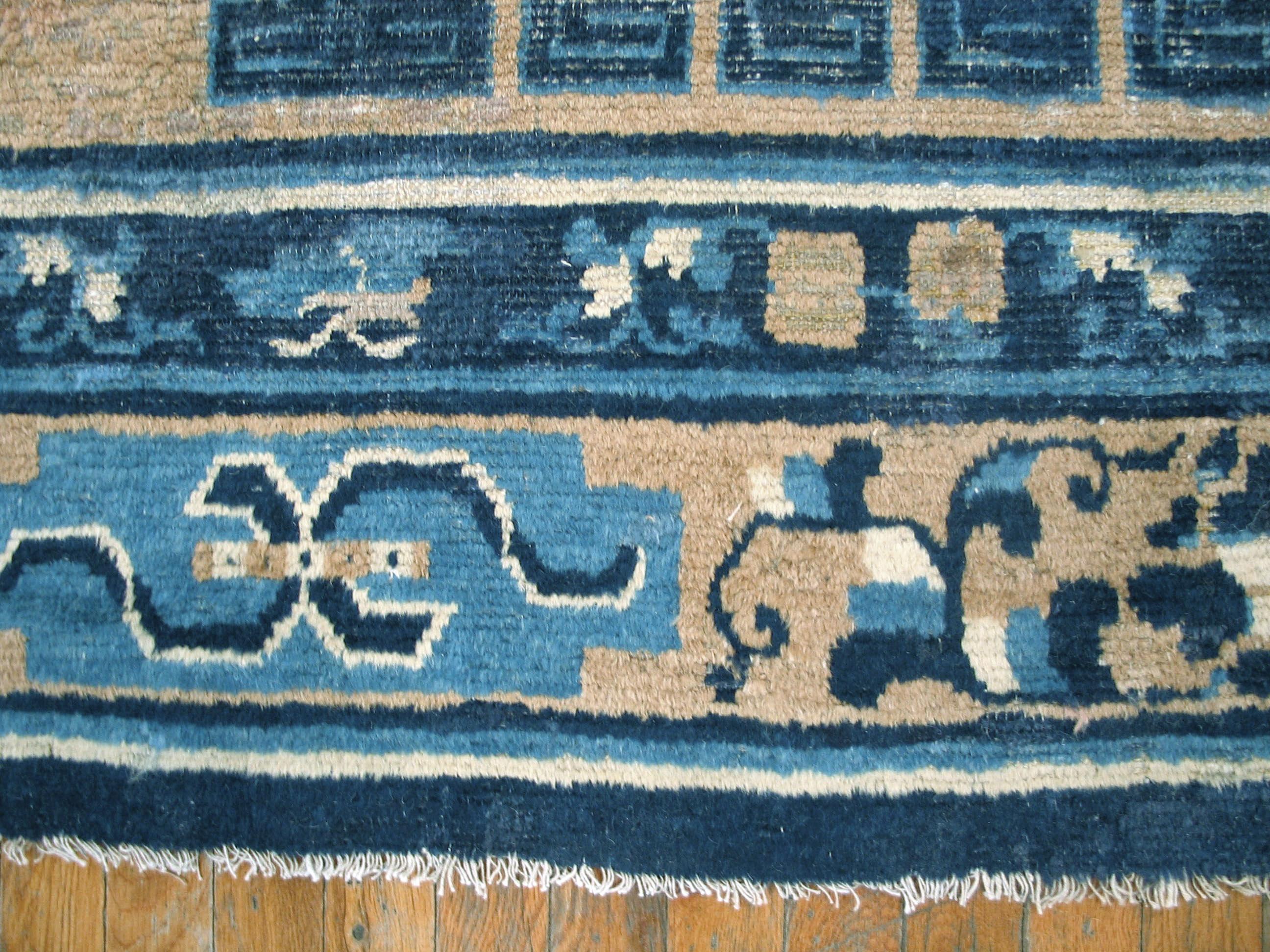 Wool Antique Ningxia Chinese Square Carpet For Sale