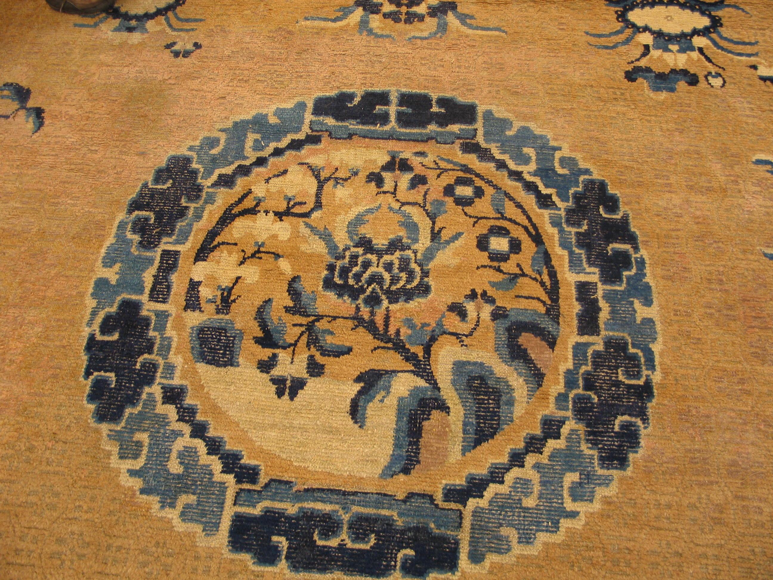 Antique Ningxia Chinese Square Carpet For Sale 1