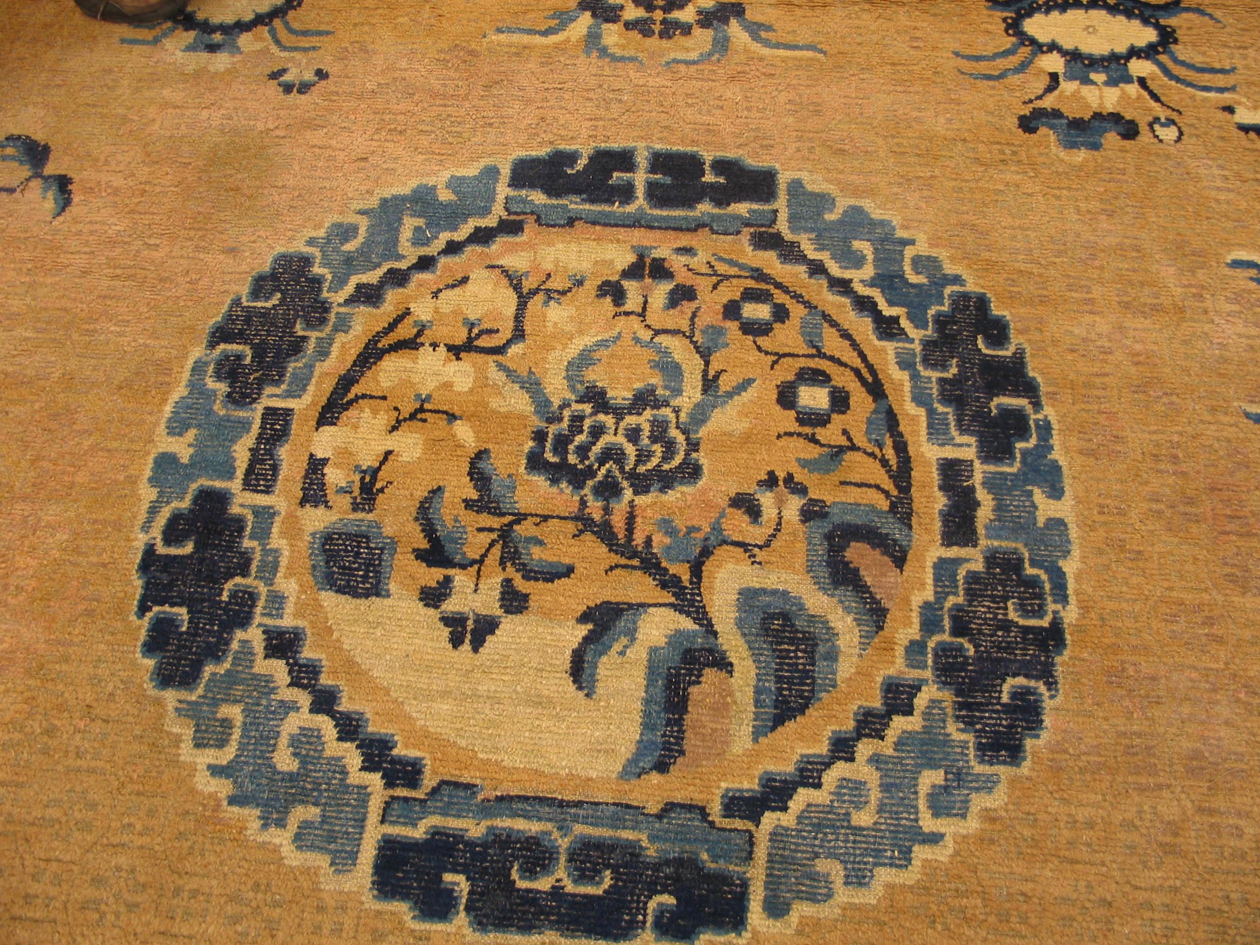 Laine Tapis carré chinois ancien Ningxia en vente