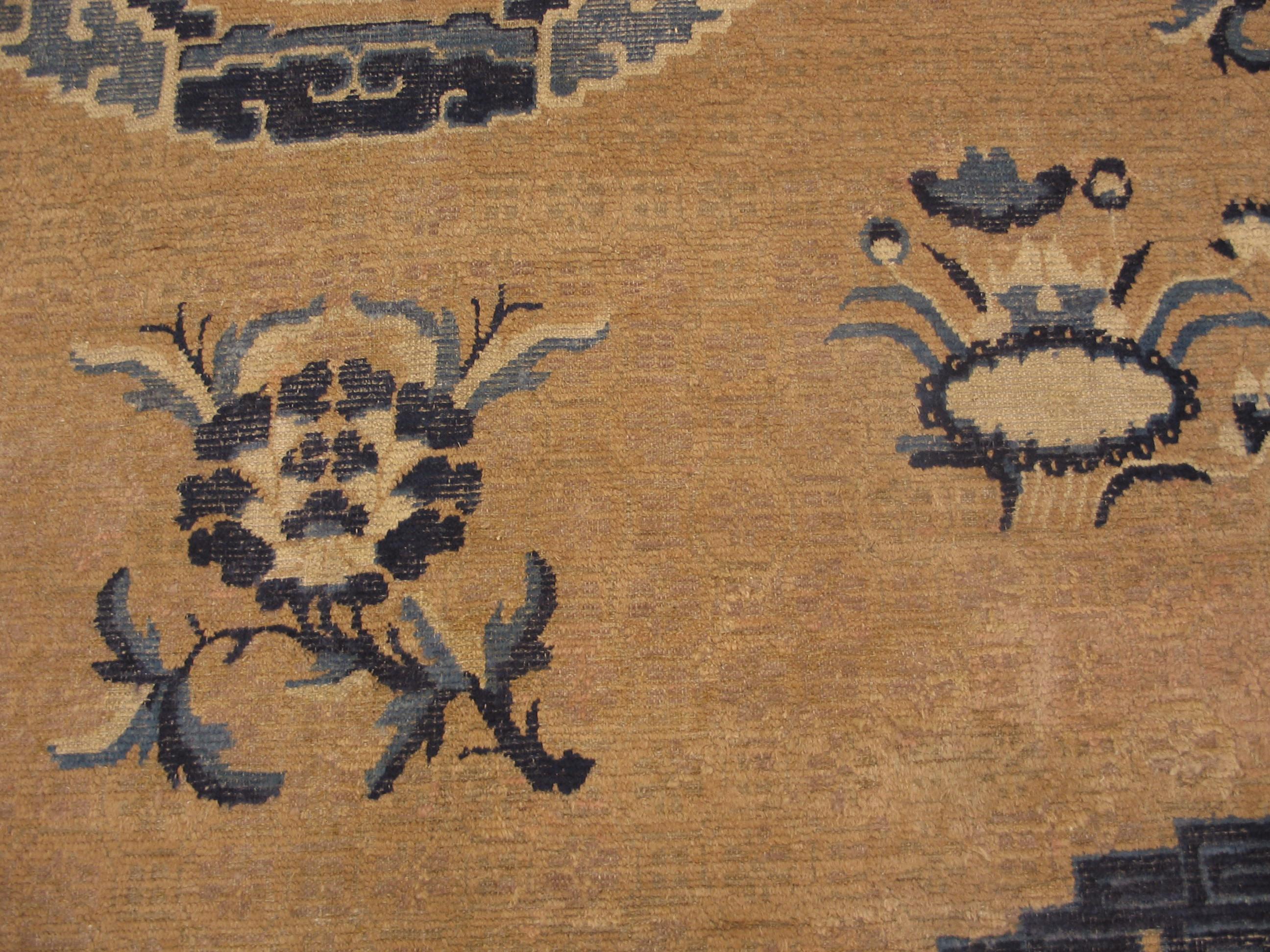 Antique Ningxia Chinese Square Carpet For Sale 2