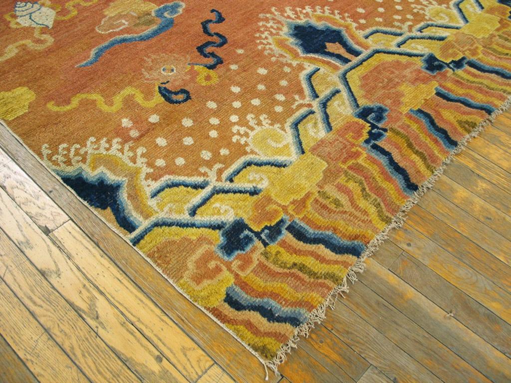 Hand-Knotted Mid 18th Century Chinese Ningxia Pillar Carpet ( 5'3