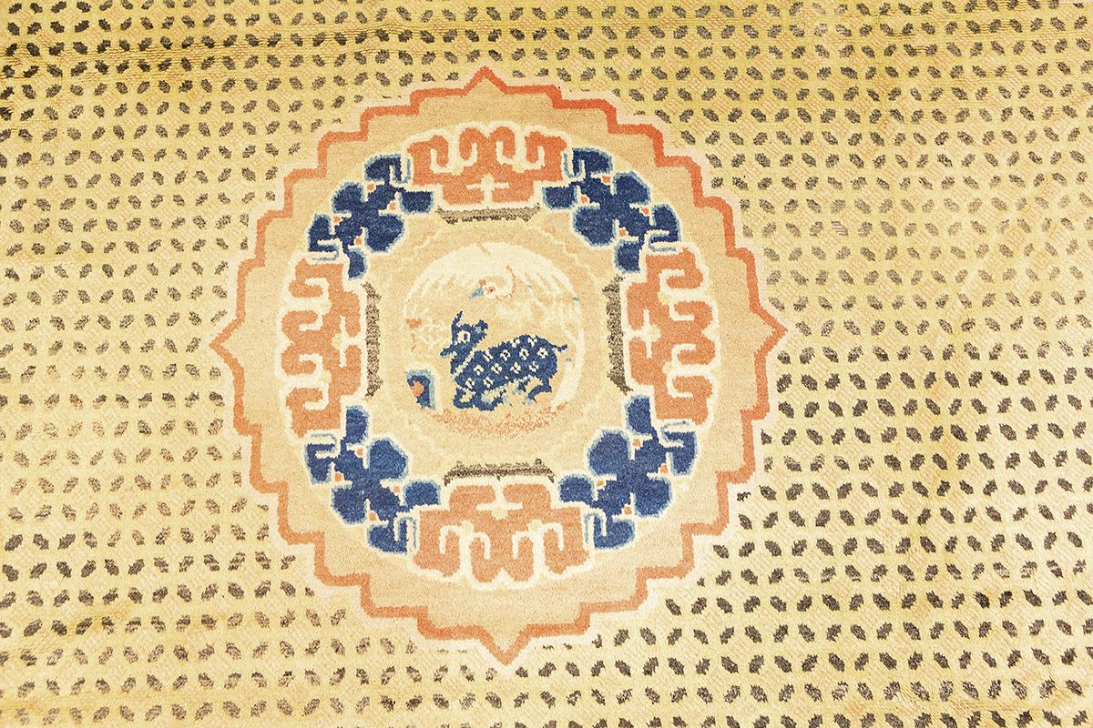 Wool Antique Ningxia Rug Balance&Cosmic Order Design For Sale