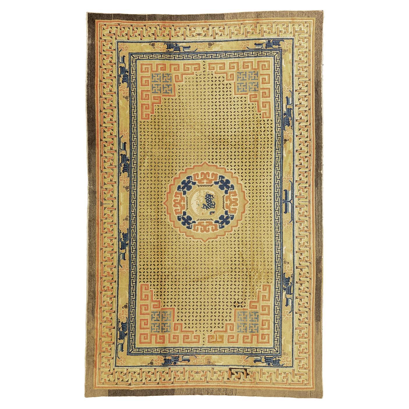 Antique Ningxia Rug Balance&Cosmic Order Design For Sale