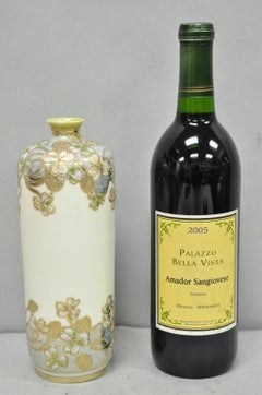 Antico vaso a cilindro Nippon Art Nouveau dipinto a mano in porcellana dorata