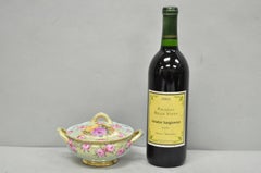 Antique Nippon Hand Painted Gold Gilt Porcelain Green Moriage Covered Sugar Bowl