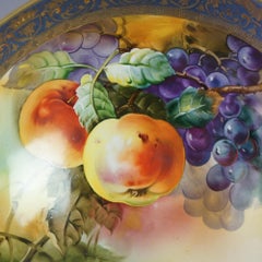 Antique Nippon Hand Painted Porcelain Punch Bowl & Three Cups Circa 1900