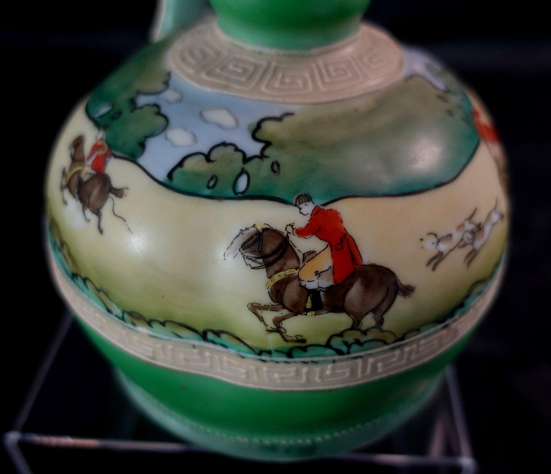 Antique Nippon Moriage Whiskey Jugs with English Hunt Scene