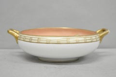 Antique Nippon Morimora Hand Painted Flowers & Ducks Coral Porcelain Bowl (A)