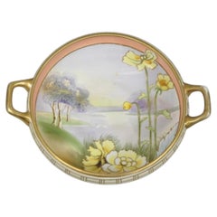 Antique Nippon Morimora Hand Painted Flowers & Ducks Coral Porcelain Bowl (A)