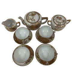 Antique Nippon Nagoya Shofu Gold Porcelain Tea set for four