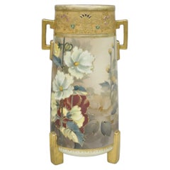 Antique Nippon Noritake Hand Painted Art Nouveau Porcelain Footed Round Vase