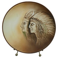 Antique Nippon Porcelain American Indian In-Relief Portrait Plate  Circa 1930