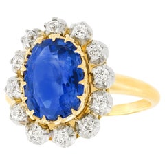 Antique No-Heat Ceylon Sapphire Ring GIA