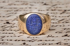 Antique Nobility 'Ritter von Tabora' Coat of Arms Lapis Lazuli Intaglio Signet