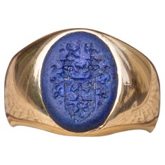 Antique Nobility 'Ritter von Tabora' Coat of Arms Lapis Lazuli Intaglio Signet