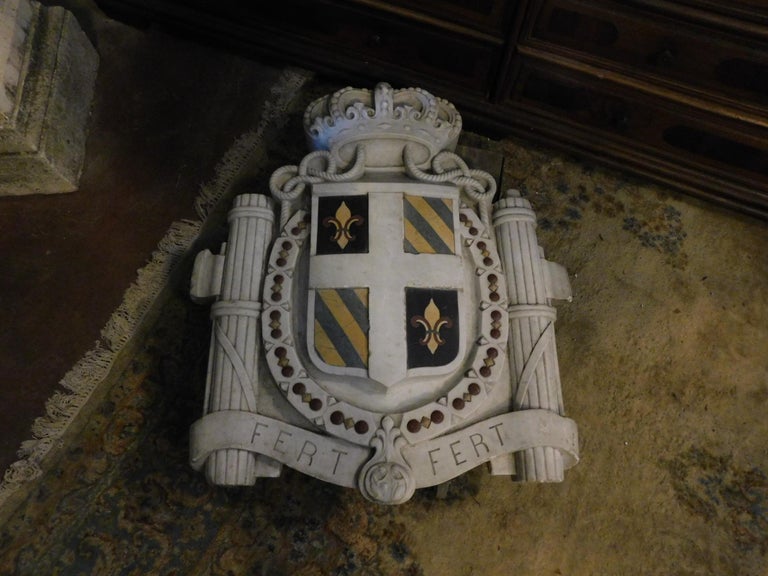 Antique Noble Emblem in White Marble Inlaid Italian, Noble Family of ...