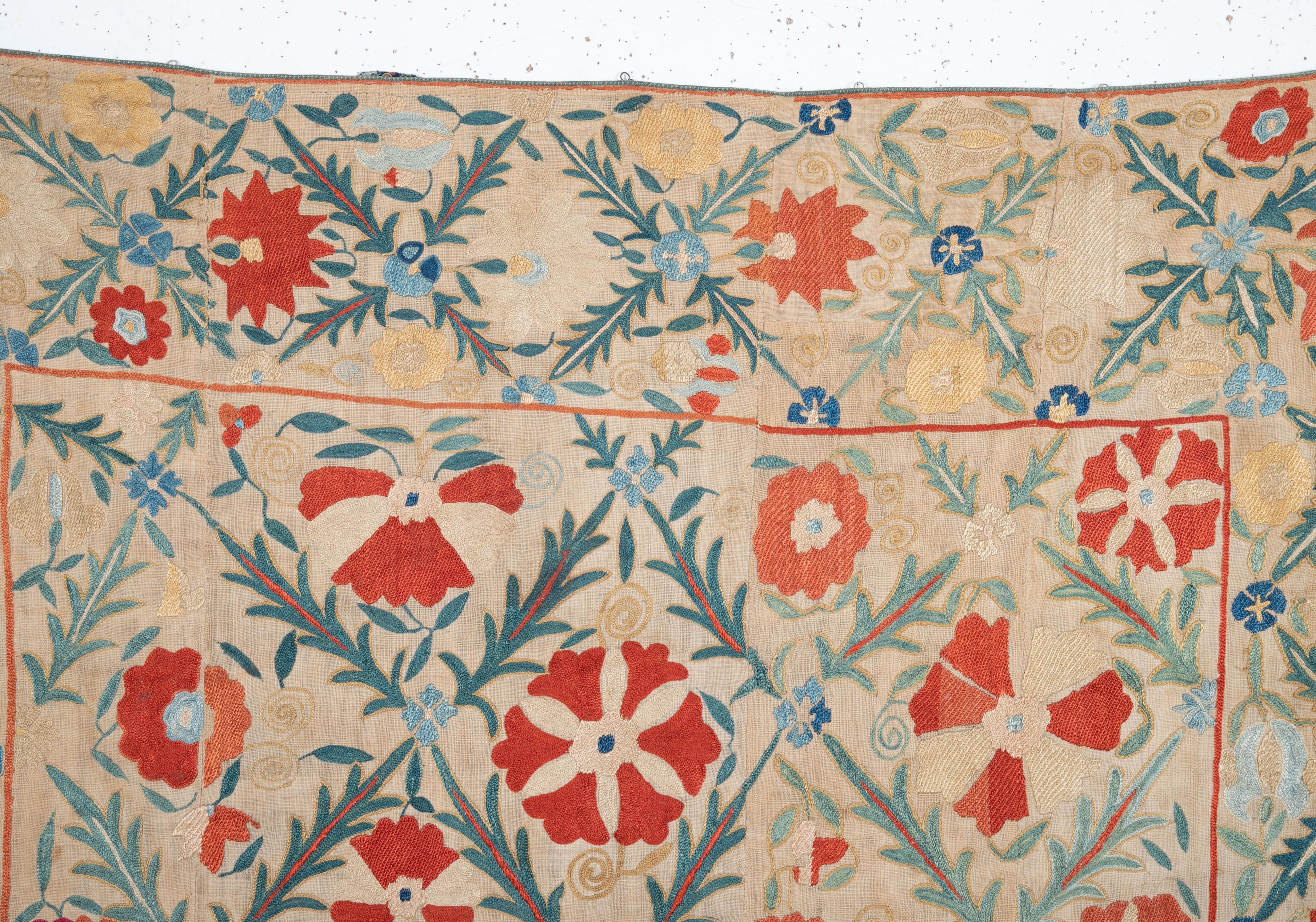 Embroidered Antique Nim Suzani from Bukhara, Uzbekistan, 19th Century