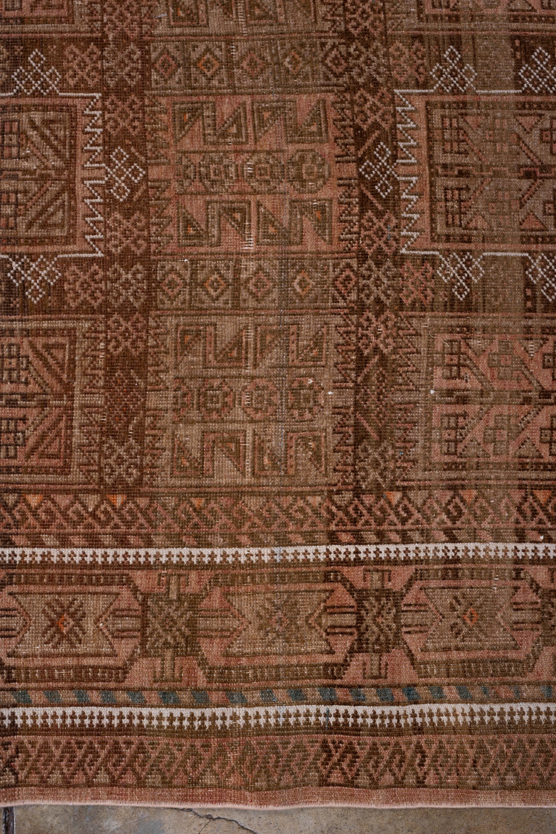 Antique Nomadic Belouch Rug with Coral Brown Colors In Good Condition For Sale In New York, NY