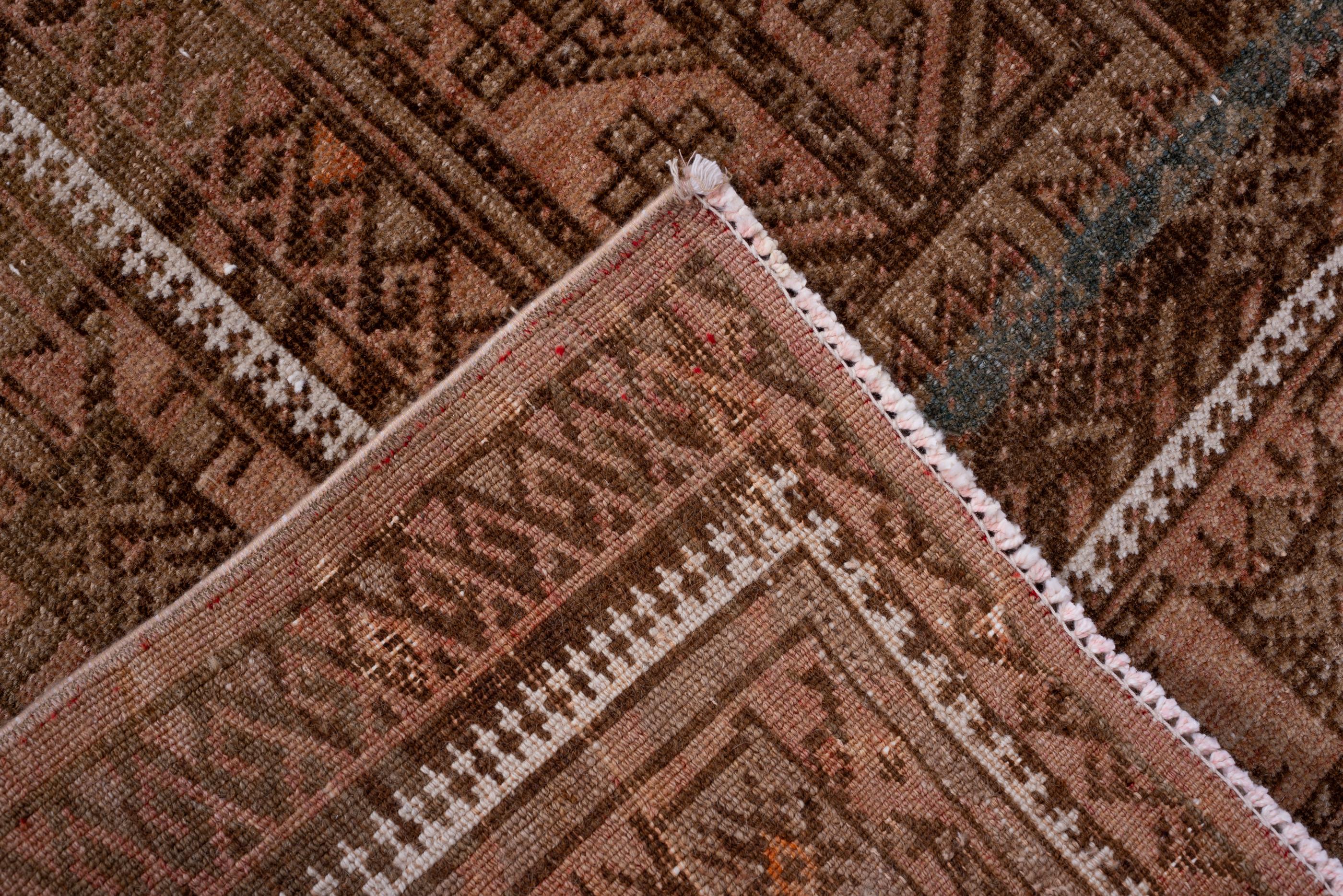 20th Century Antique Nomadic Belouch Rug with Coral Brown Colors For Sale