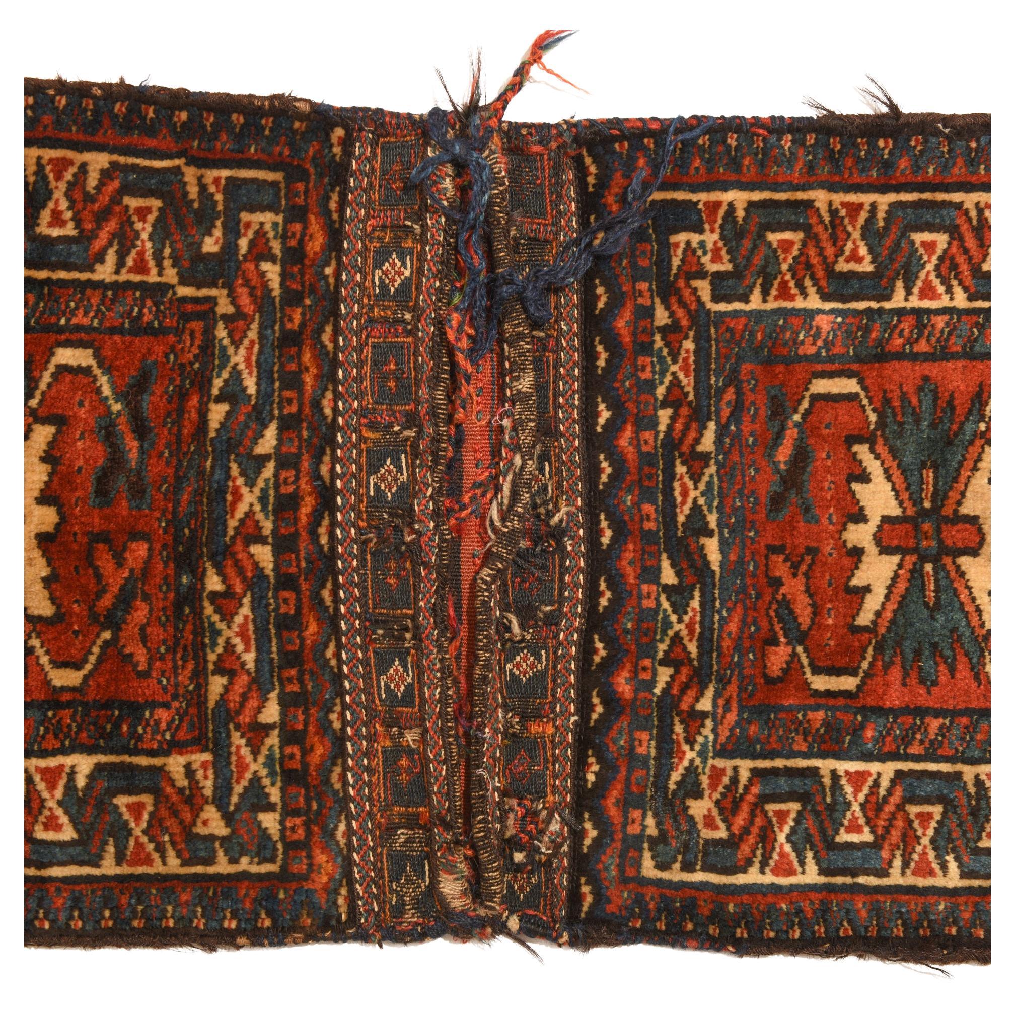 Hand-Knotted Antique nomadic Saddlebag For Sale