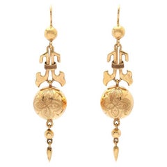 Antique Nordic Chinoiserie Earrings Balls solid 18K Gold / 4.8 gr