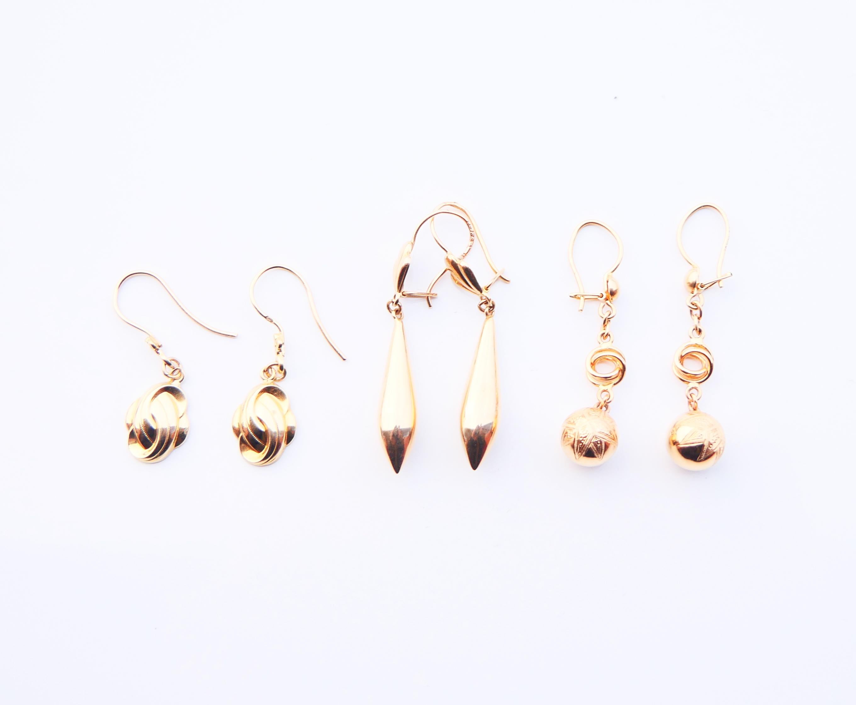 Antique Nordic Earrings Balls Octagram Stars solid 18K Gold / 3.3 gr For Sale 4