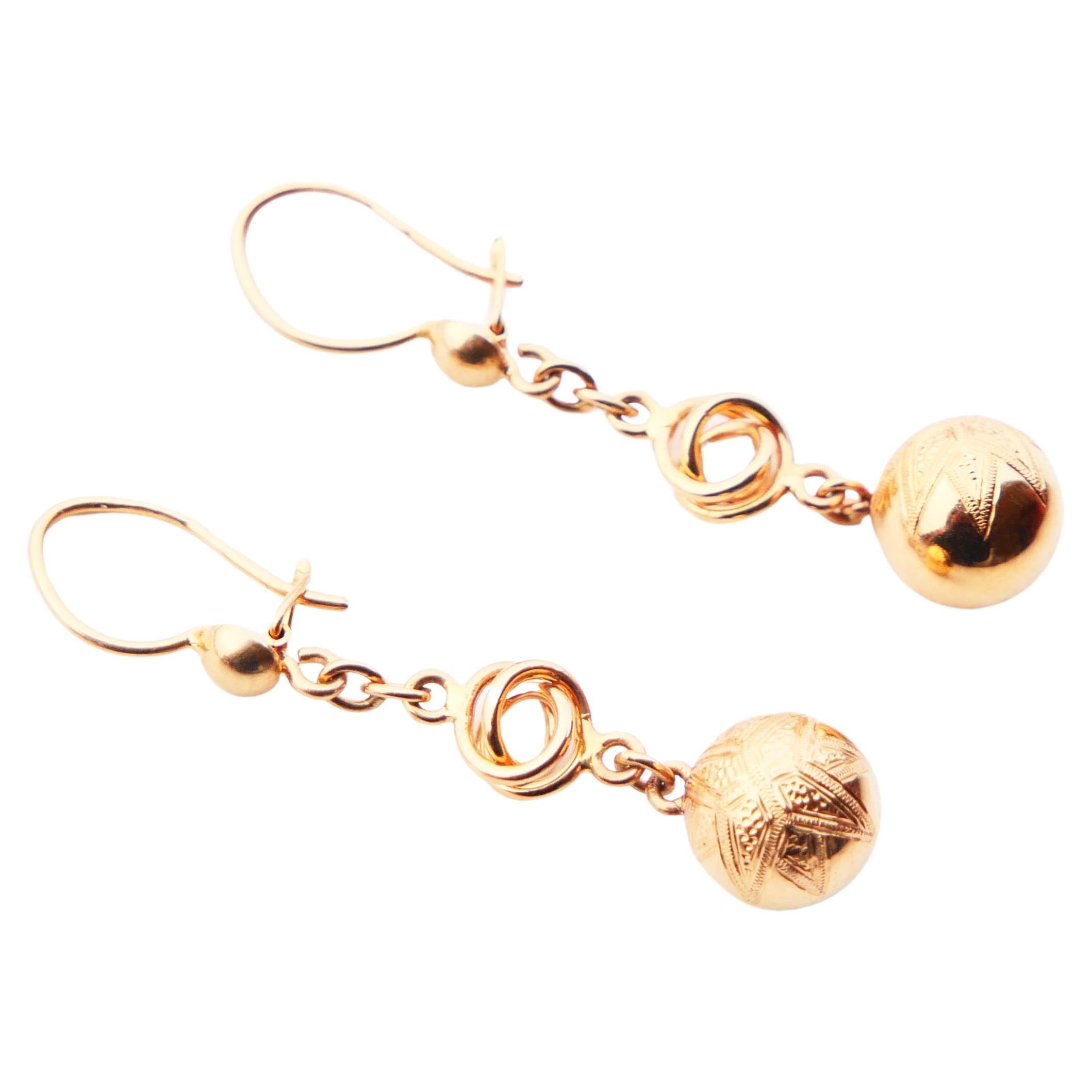 Antique Nordic Earrings Balls Octagram Stars solid 18K Gold / 3.3 gr For Sale