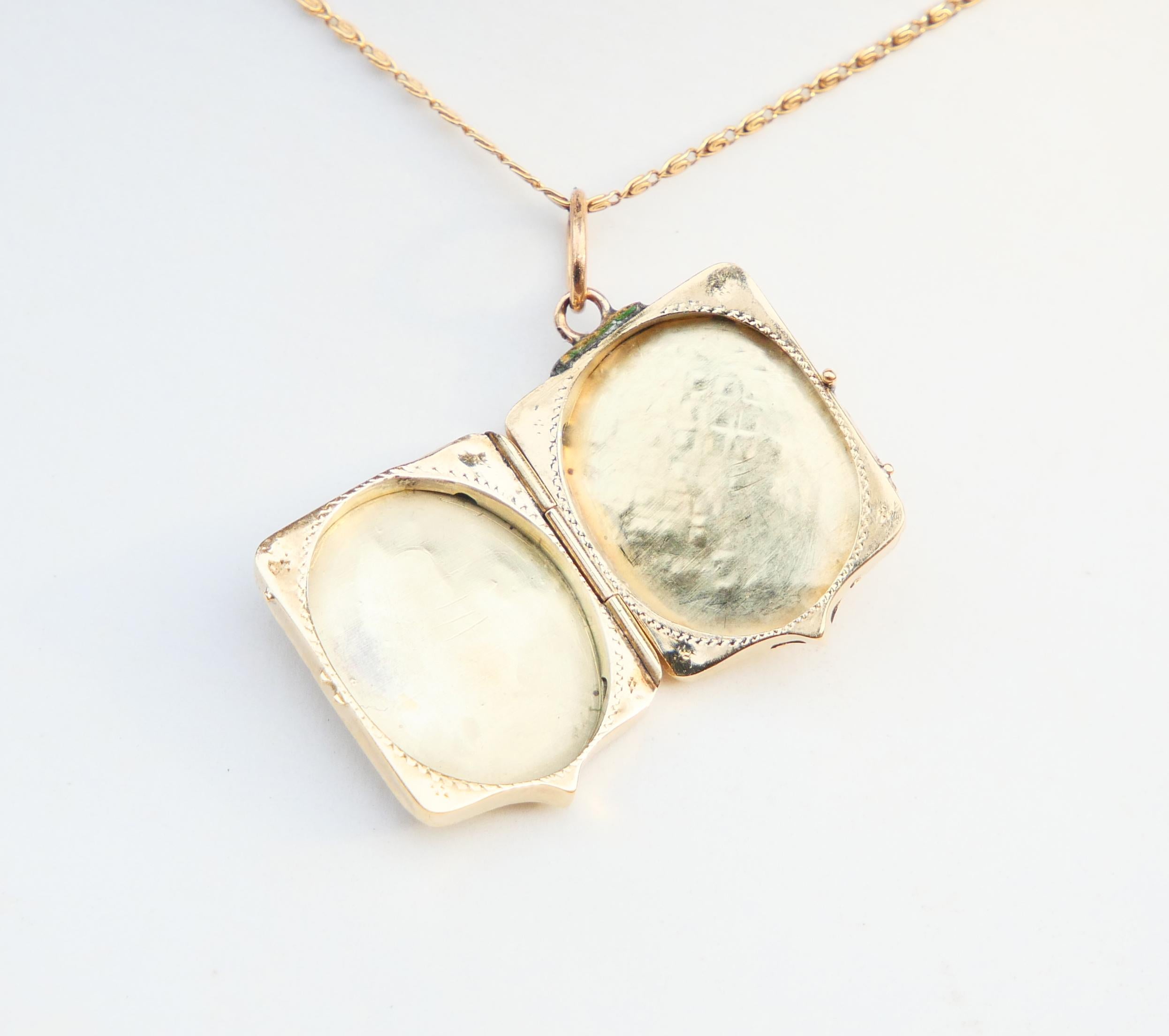 Antique médaillon d'éternité nordique en or jaune 14 carats et émail (2,75 g) en vente 2