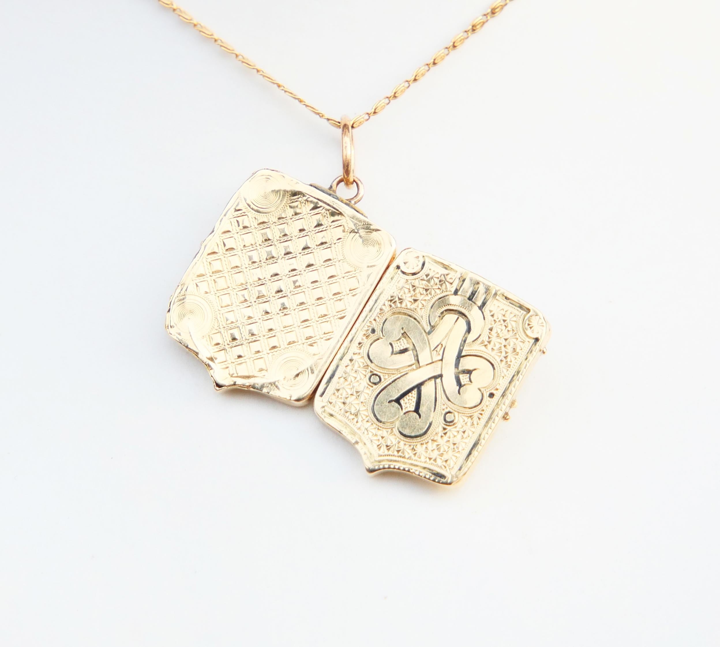 Antique médaillon d'éternité nordique en or jaune 14 carats et émail (2,75 g) en vente 3