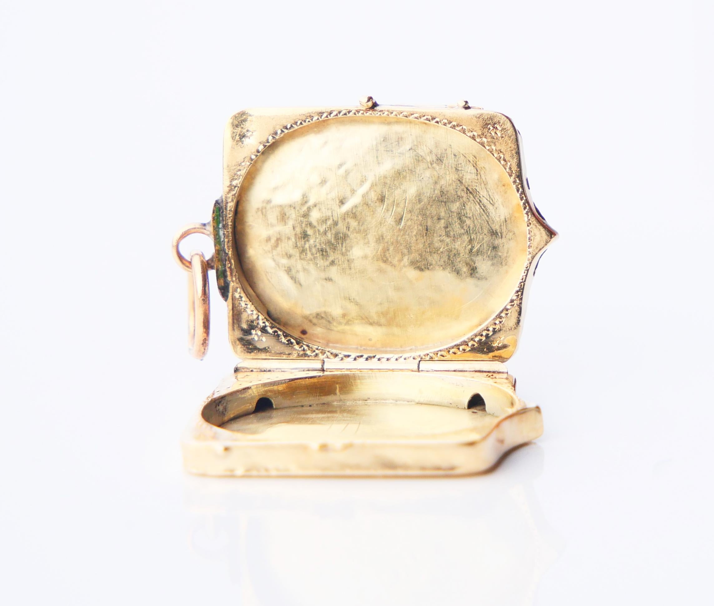 Antique médaillon d'éternité nordique en or jaune 14 carats et émail (2,75 g) en vente 4