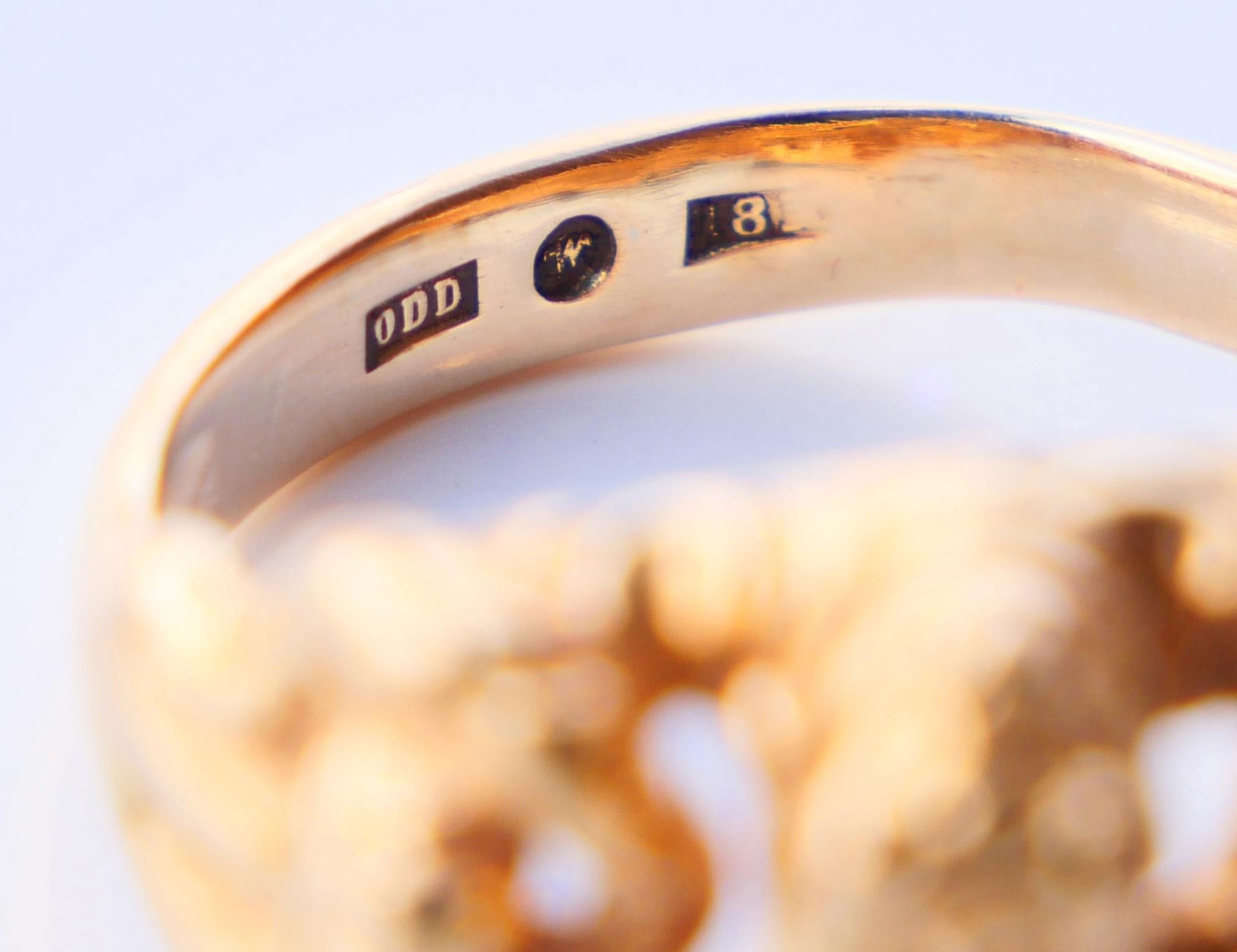 Antique Nordic Men Unisex Double Snake Ring solid 18K Gold Ø US9.75 / 11.56 gr For Sale 8