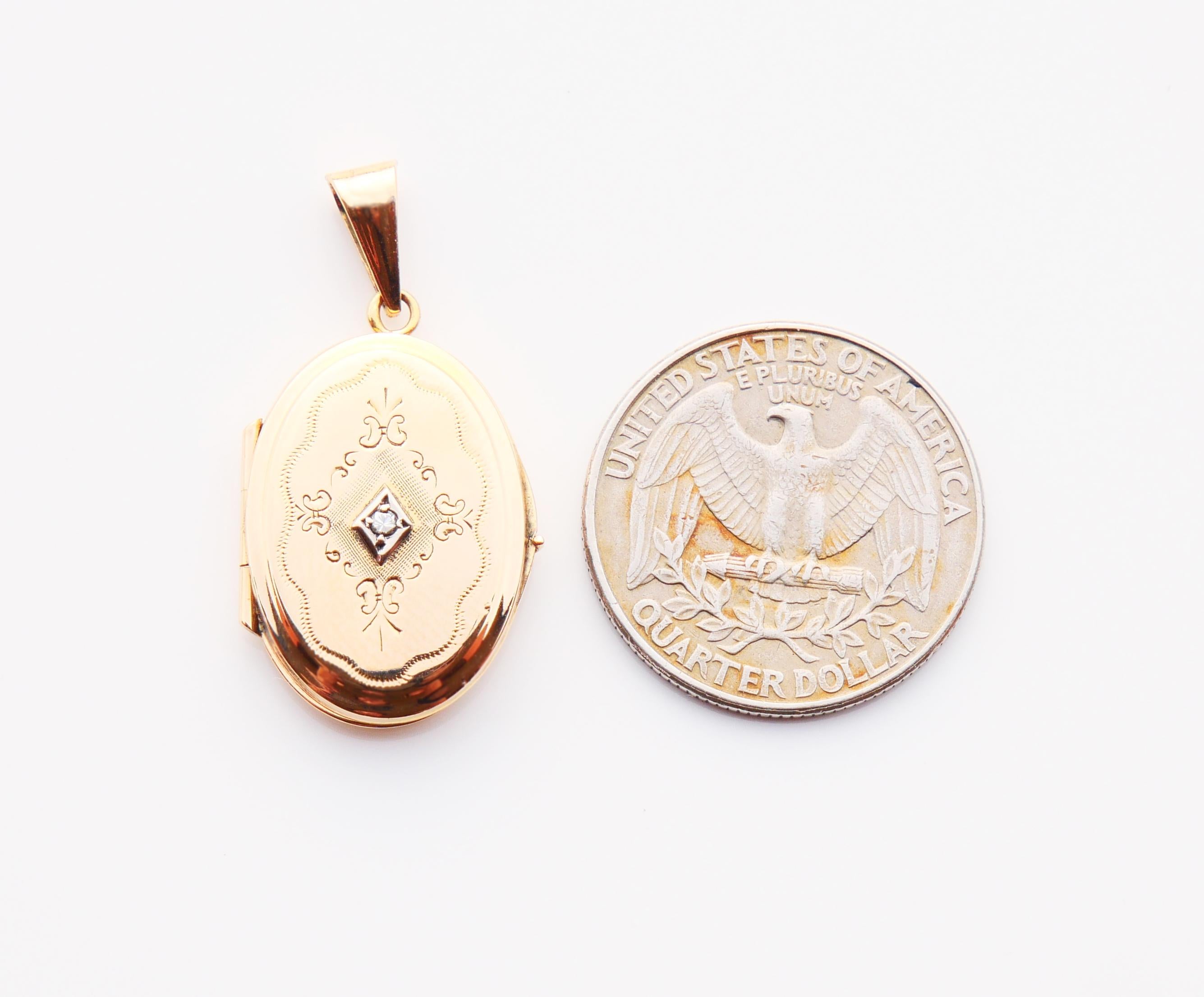 Antique médaillon pendentif nordique en or massif 18 carats avec diamants/5 g en vente 3