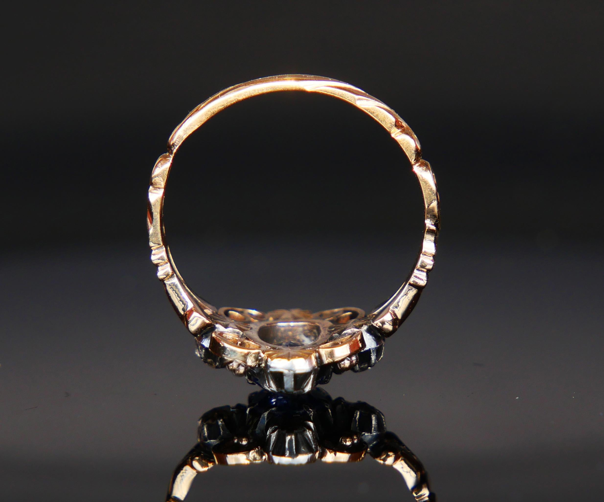 Antiker nordischer Ring 1,5 Karat natürlicher Kornblumen-Saphir Diamanten massive 18K Gold S im Angebot 5