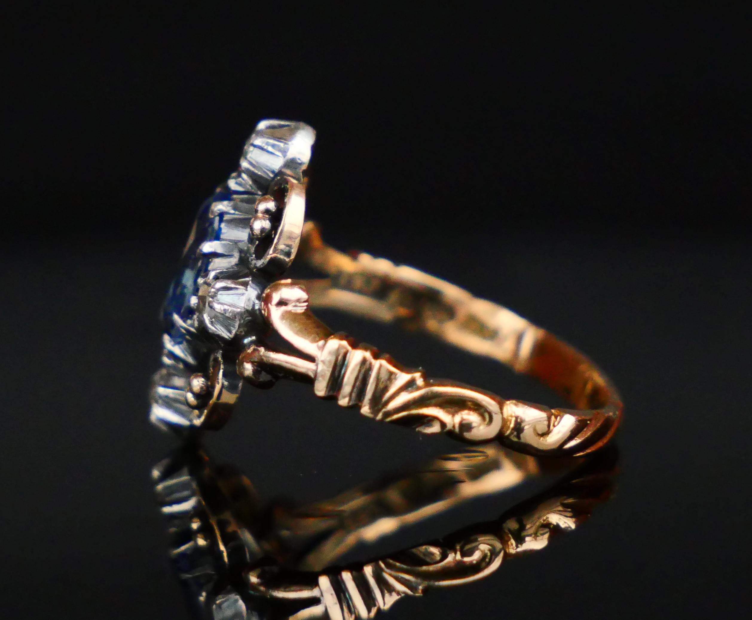 Antiker nordischer Ring 1,5 Karat natürlicher Kornblumen-Saphir Diamanten massive 18K Gold S im Angebot 6