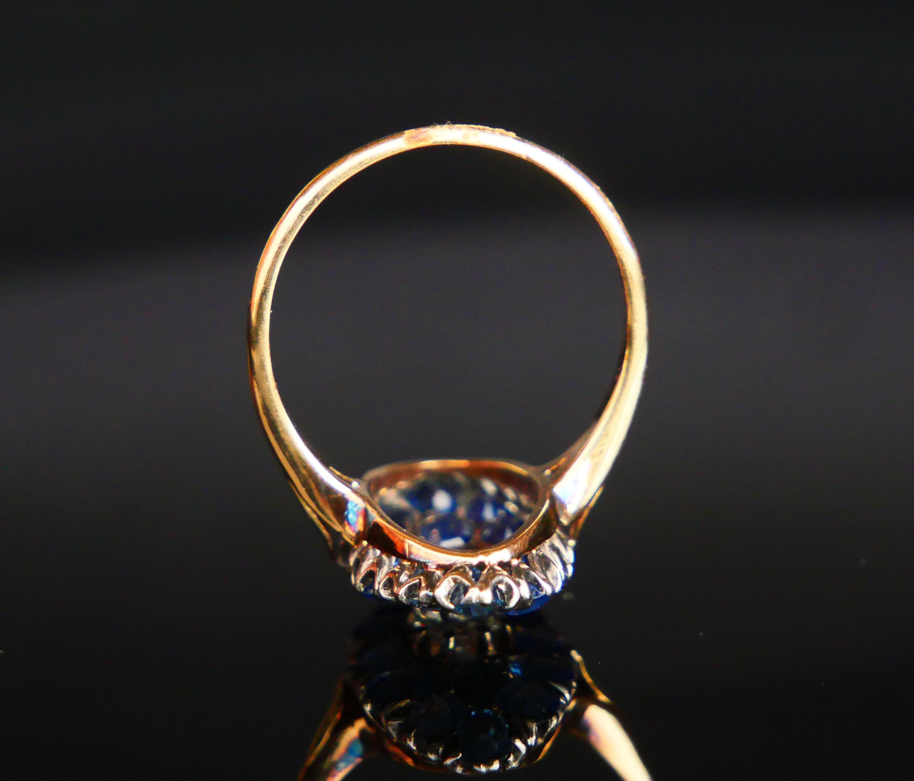Antique Nordic Ring natural 5ctw Sapphire 0.6ct Diamond 18K Gold ØUS8.25 /4.53gr For Sale 10