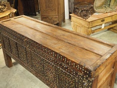 Antique North African Iron Studded Cedar Chest or Console Table, Circa 1880s