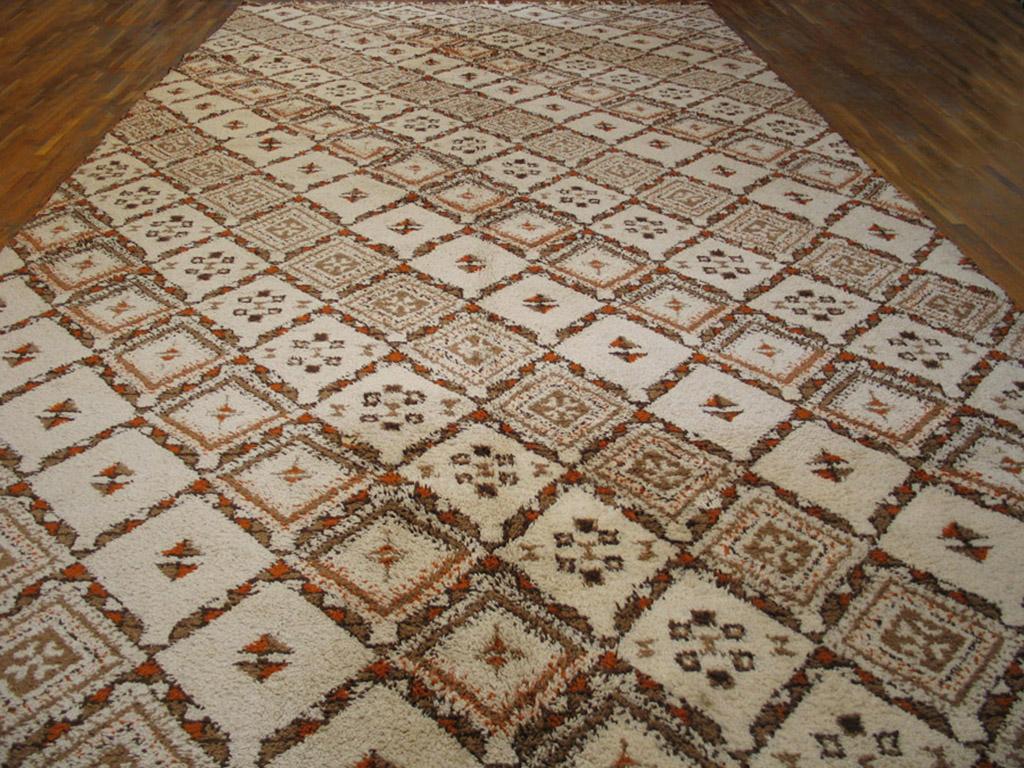 Wool Mid 20th Century Moroccan Rabat Carpet ( 12'2