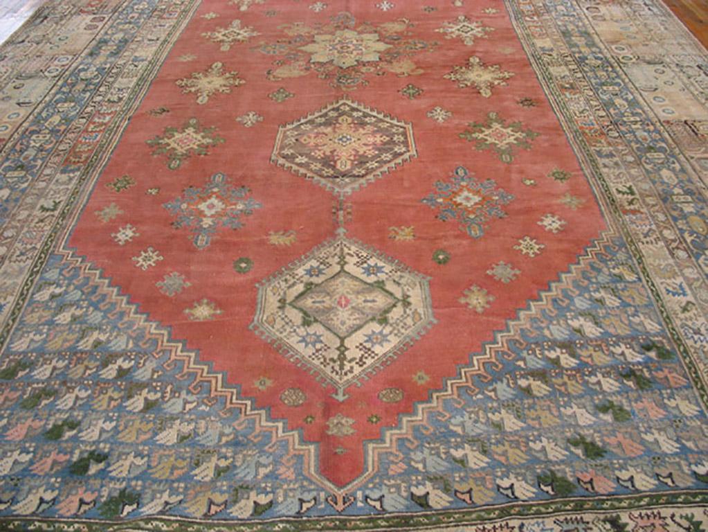 Hand-Knotted Late 19th Century Moroccan Rabat Carpet ( 12'6