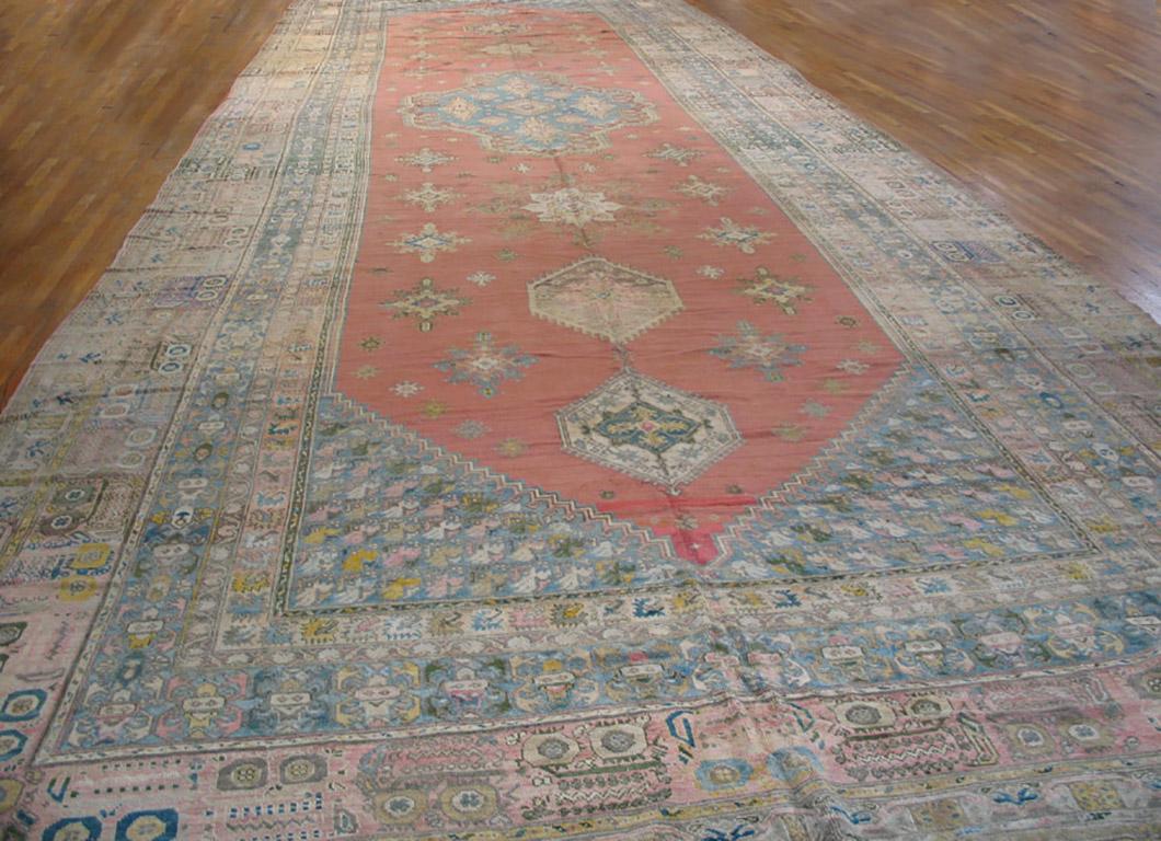 Wool Late 19th Century Moroccan Rabat Carpet ( 12'6