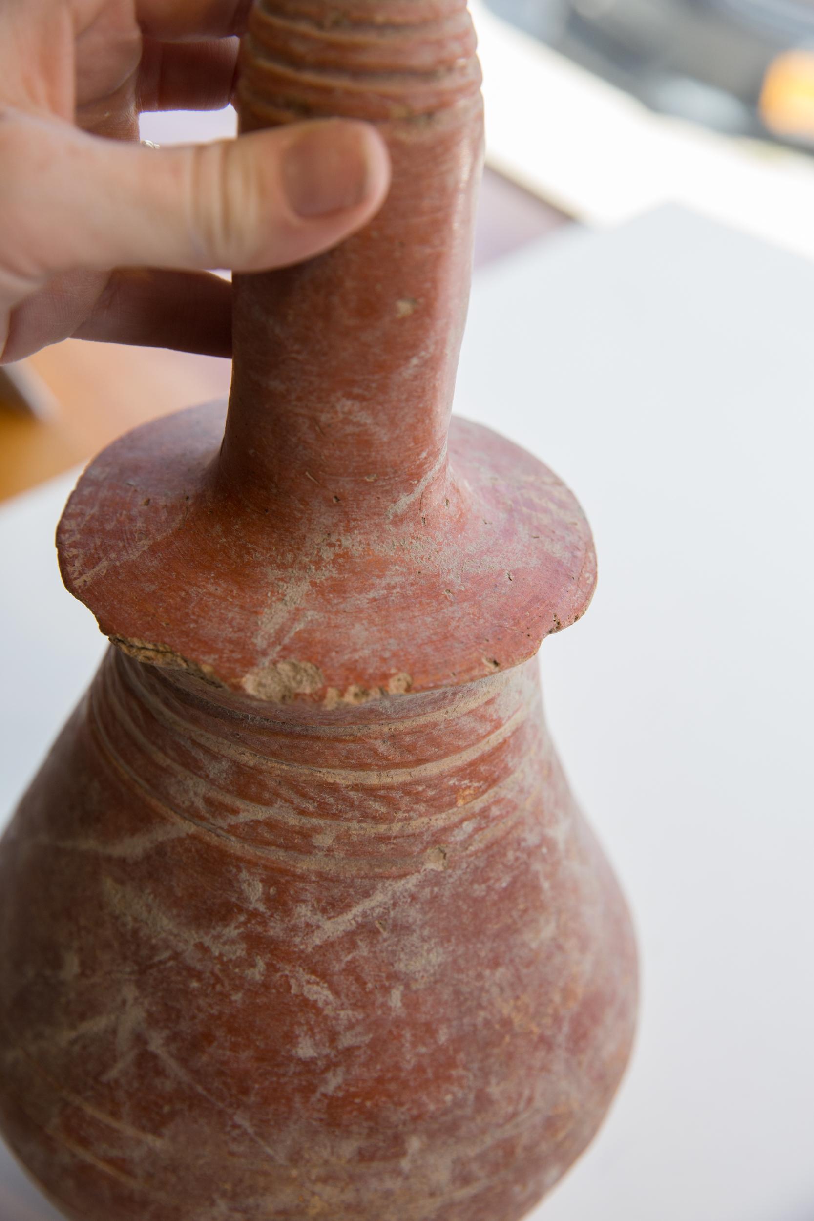 Antique North African Red Slip Ware Vase In Fair Condition For Sale In Katonah, NY